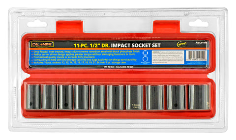Cal-Hawk 11-pc. 1/2" Drive Impact Metric Socket Set