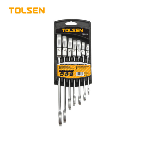 7PCS FLEXIBLE HEAD COMBINATION RATCHET SPANNER SET