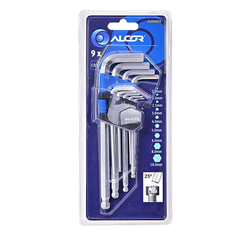 Alcor Hex Key Ball End Long 9-Piece Metric