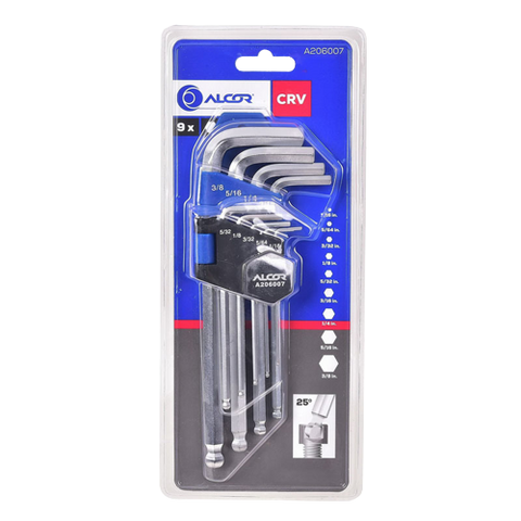 Alcor Hex Key Ball End Long 9-Piece SAE