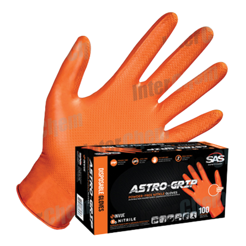 Astro-Grip Orange Industrial  Nitrile Gloves - Box of 100