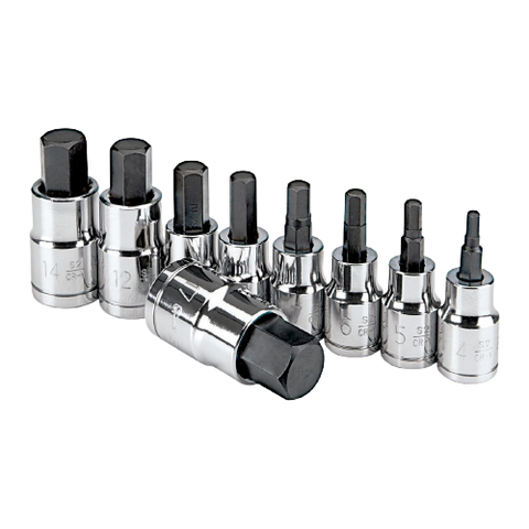 3/8 in., 1/2 in. Drive Metric Hex Socket Set, 9 Piece