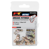 Performance Tools 10 pk. 8mm x 1 Short 45 Grease Fitting